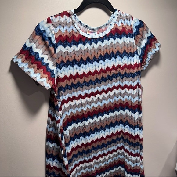 LulaRoe Carly Long/Midi Dress High Low Hem Stretchy Comfortable Sweater Print - Picture 13 of 16